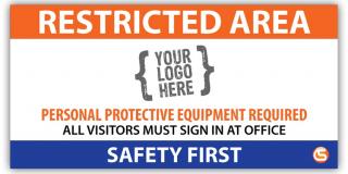 Restricted Area Job Site Safety Banner, Custom Logo