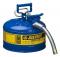 Justrite Type 2 AccuFlow Steel Safety Can 1 Inch Hose - 2.5 Gal