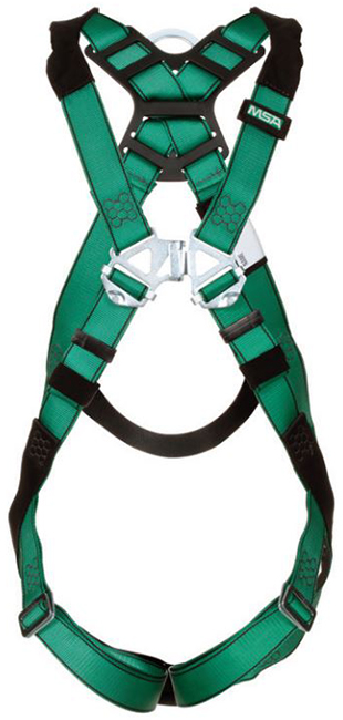 MSA V-FORM Full-Body Harness, Back D-Ring, Tongue Buckle Leg Straps from GME Supply