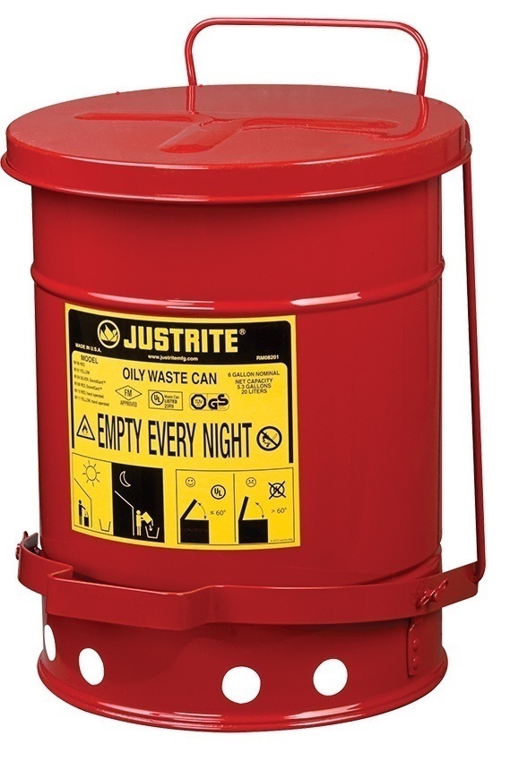 Justrite Oily Waste Can-6 Gallon from GME Supply