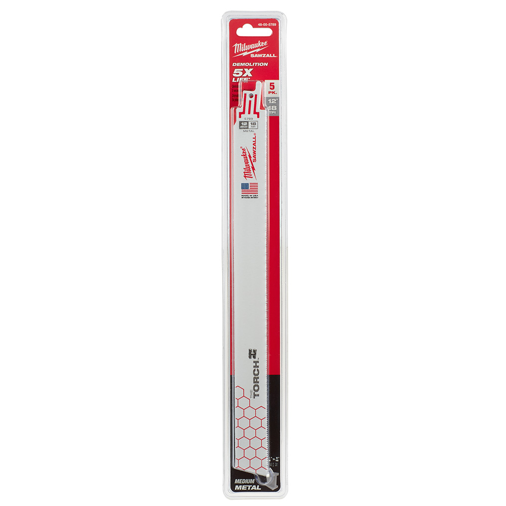 Milwaukee 18 TPI Torch SAWZALL Metal Demolition Blade (5 Pack) from GME Supply