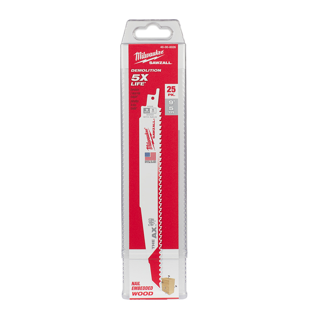 Milwaukee 5 TPI Wood with Nails AX SAWZALL Blade (25 Pack) from GME Supply