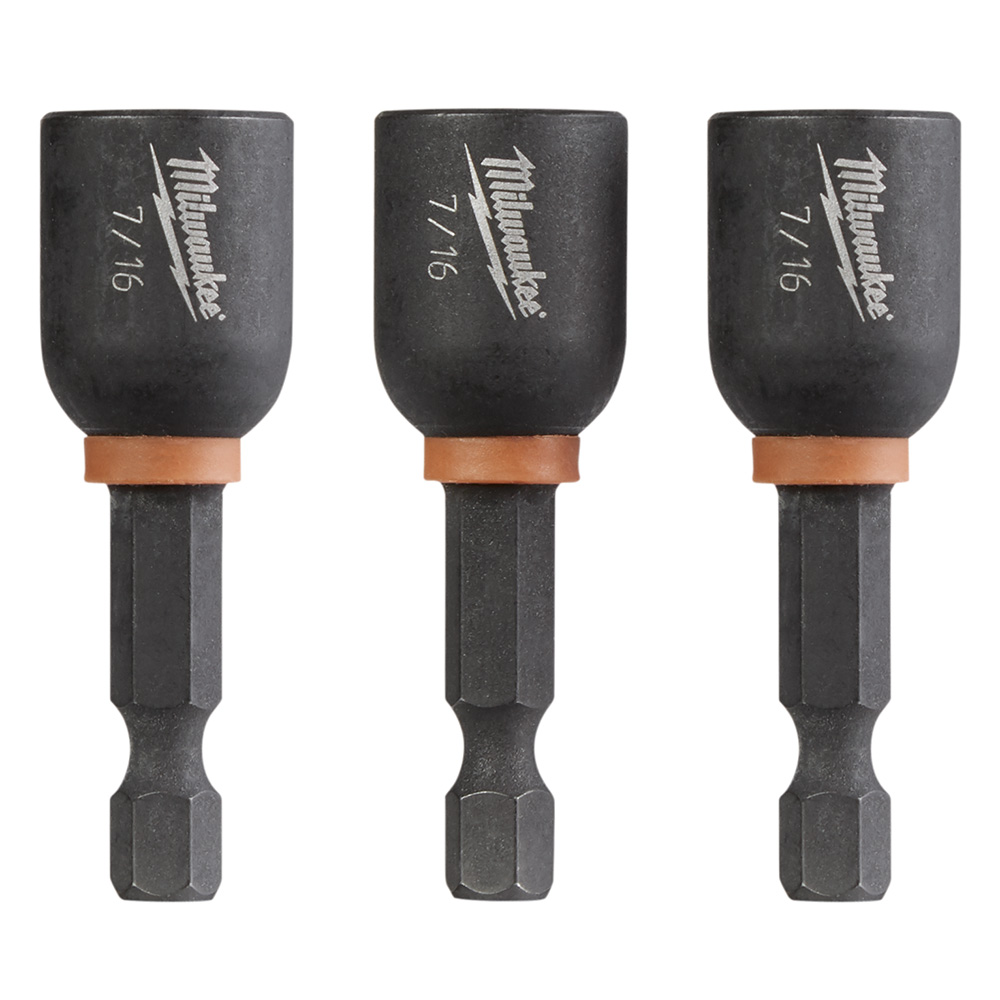 Milwaukee SHOCKWAVE 7/16 inch x 1-7/8 inch Magnetic Nut Driver (3 Pack) from GME Supply