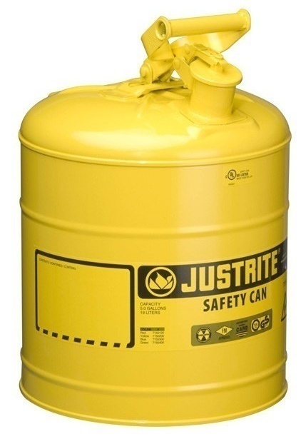 Justrite Type 1 Galvanized Steel Safety Can - 5 Gallon from GME Supply