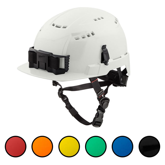 Milwaukee Type 2 Front Brim Vented Safety Helmet with BOLT Accessory Clips from GME Supply