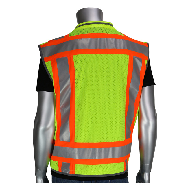 PIP ANSI Type R Class 2 Two-Tone Fifteen Pocket Tech-Ready Ripstop Surveyors Vest with Mesh Back from GME Supply