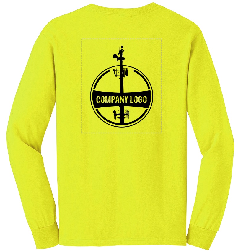 Custom Company Logo Hi-Vis Yellow Long Sleeve T-Shirt from GME Supply