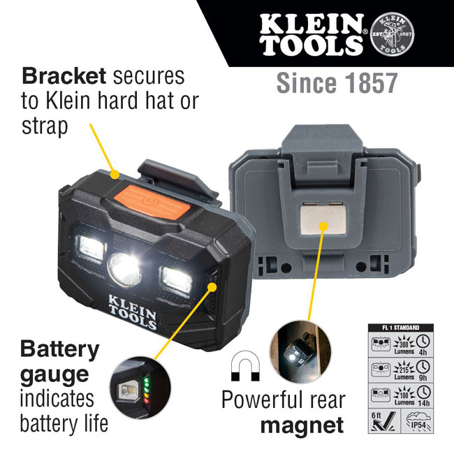 Klein Tools Rechargeable Headlamp and Worklight, 300 Lumens All-Day Runtime from GME Supply