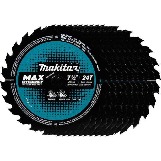 Makita 7-1/4 Inch Carbide-Tipped Max Efficiency Circular Saw Blade (10 Pack) from GME Supply