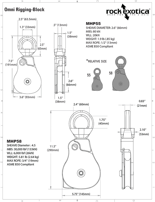 Rock Exotica MHP58 Omni-Block 4.5 Rigging Pulley / Material Block from GME Supply