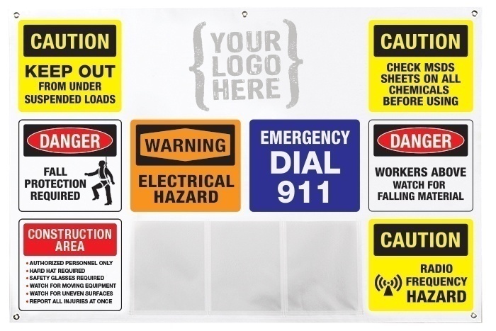 Job Site Safety Banner with Pockets, Custom Logo from GME Supply