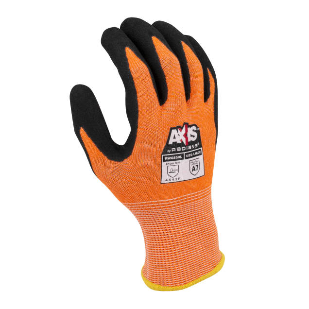 Radians AXIS Cut Protection Level A7 Sandy Nitrile Coated Glove from GME Supply