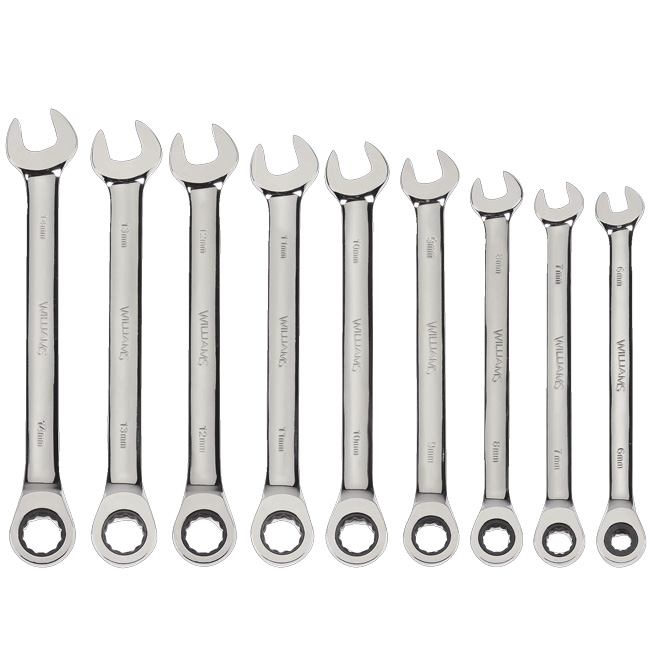 Snap On Williams 9 Piece Metric Combination Ratcheting Wrench Set from GME Supply