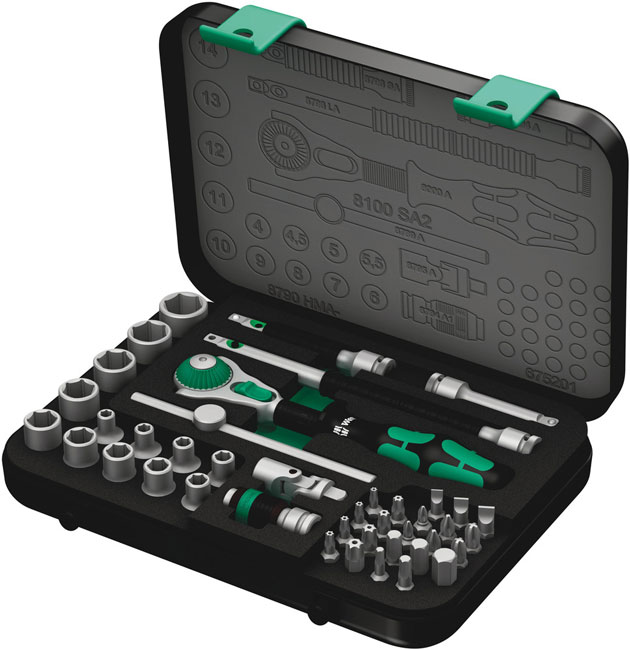 Wera Tools 8100 SA 2 Zyklop 1/4 Inch Drive Speed Ratchet Metric Set from GME Supply