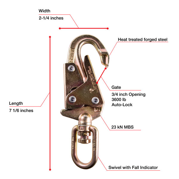 WestFall Pro 7466 3/4 Inch Swivel Snaphook with Fall Indicator from GME Supply