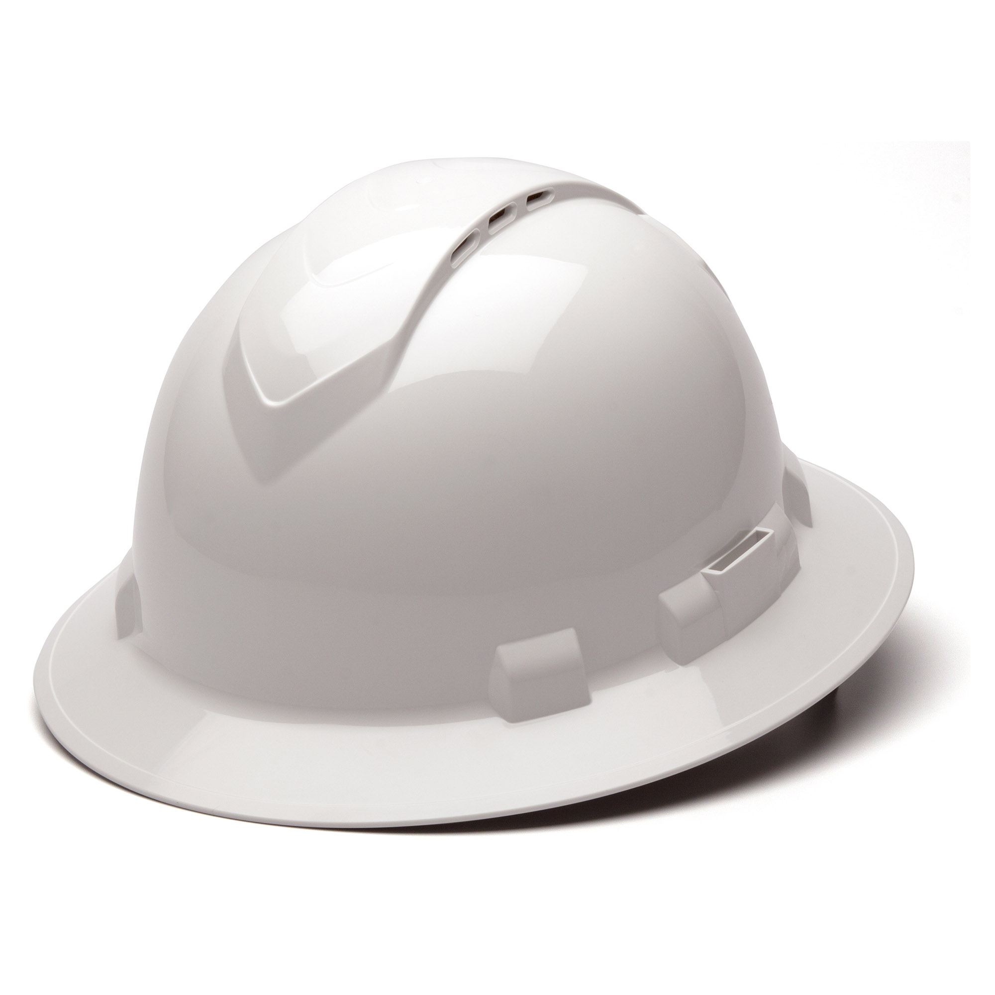 Pyramex Ridgeline Vented Full Brim Hard Hat with 4 Point Ratchet Suspension from GME Supply